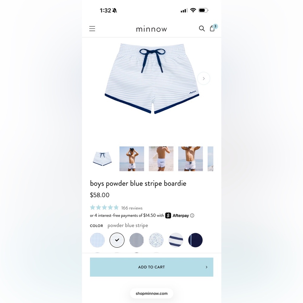 Minnow Boys Powder Blue Stripe Boardie Shorts